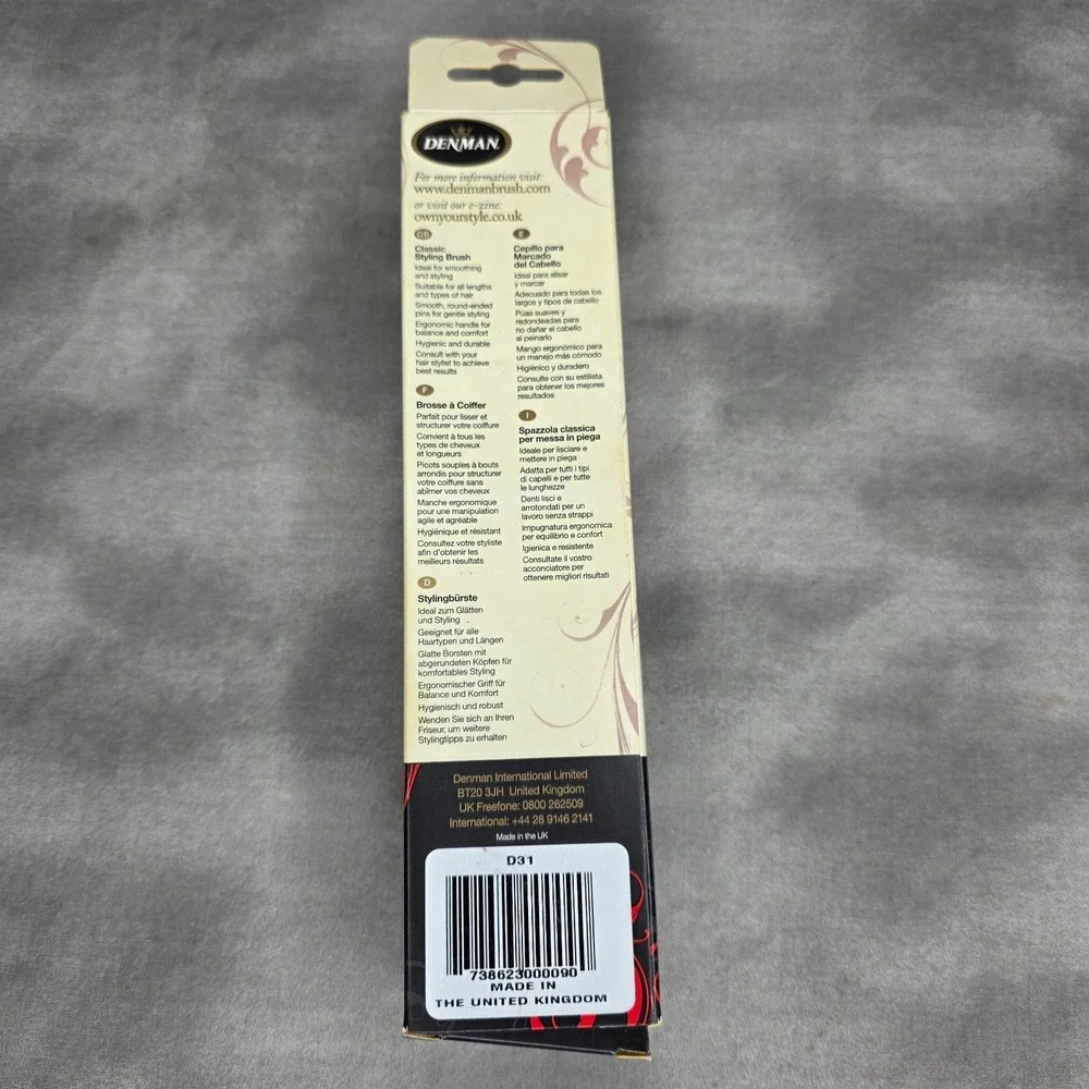 Denman # D31 Styling Hair Brush FreeFlow Wide Spaced Pins Ideal for Thick Hair